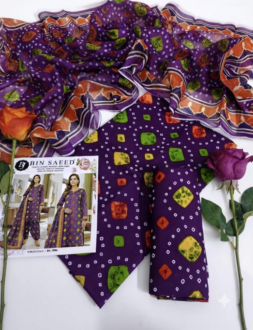 Premium 90/70 Airjet Digital Printed Lawn Suit with Monar Dupatta