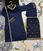 Kids 3-Piece Embroidered Shamose Silk Shirt with Organza Garara & Lace Work Dupatta
