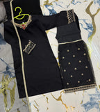 Kids 3-Piece Embroidered Shamose Silk Shirt with Organza Garara & Lace Work Dupatta