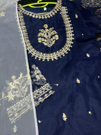 Kids 3-Piece Handwork & Embroidered Organza Shirt with Maysoori Trouser & Dupatta