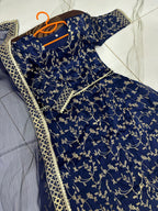 Kids 3-Piece Front Embroidered Silk Top with Skirt & Four-Side Embroidered Organza Dupatta