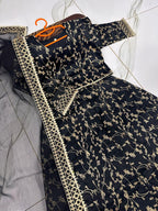 Kids 3-Piece Front Embroidered Silk Top with Skirt & Four-Side Embroidered Organza Dupatta