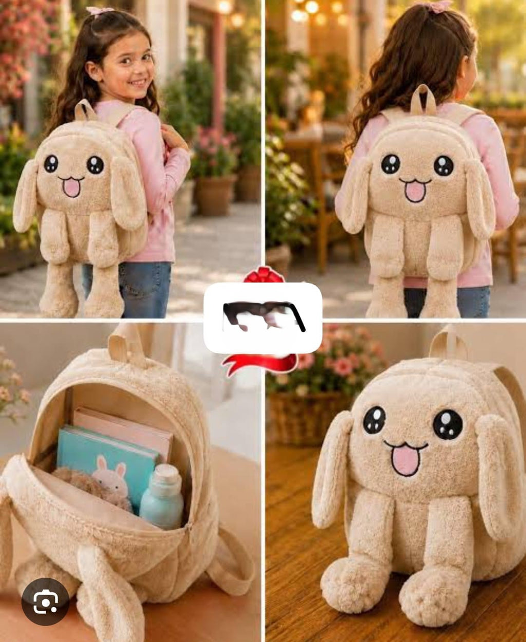 Premium Furry Stuffed Bag with Jumping Ears & LED Lights | Cute Kawaii Backpack