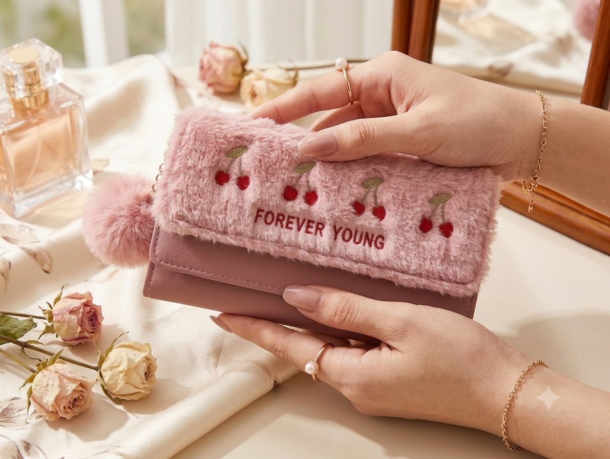 Spacious Double Pocket Hand Clutch with Mobile & Cardholder (Dark Pink)