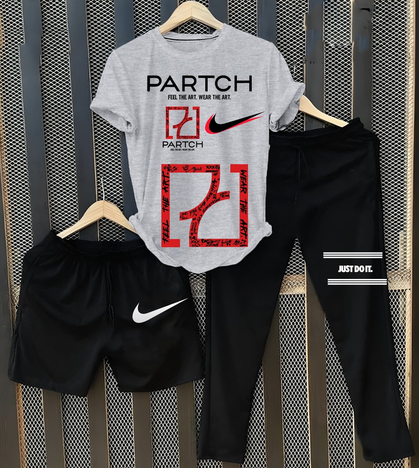 Printed Pack of 3 Summer Track Suits (T-Shirt, Trouser & Short)