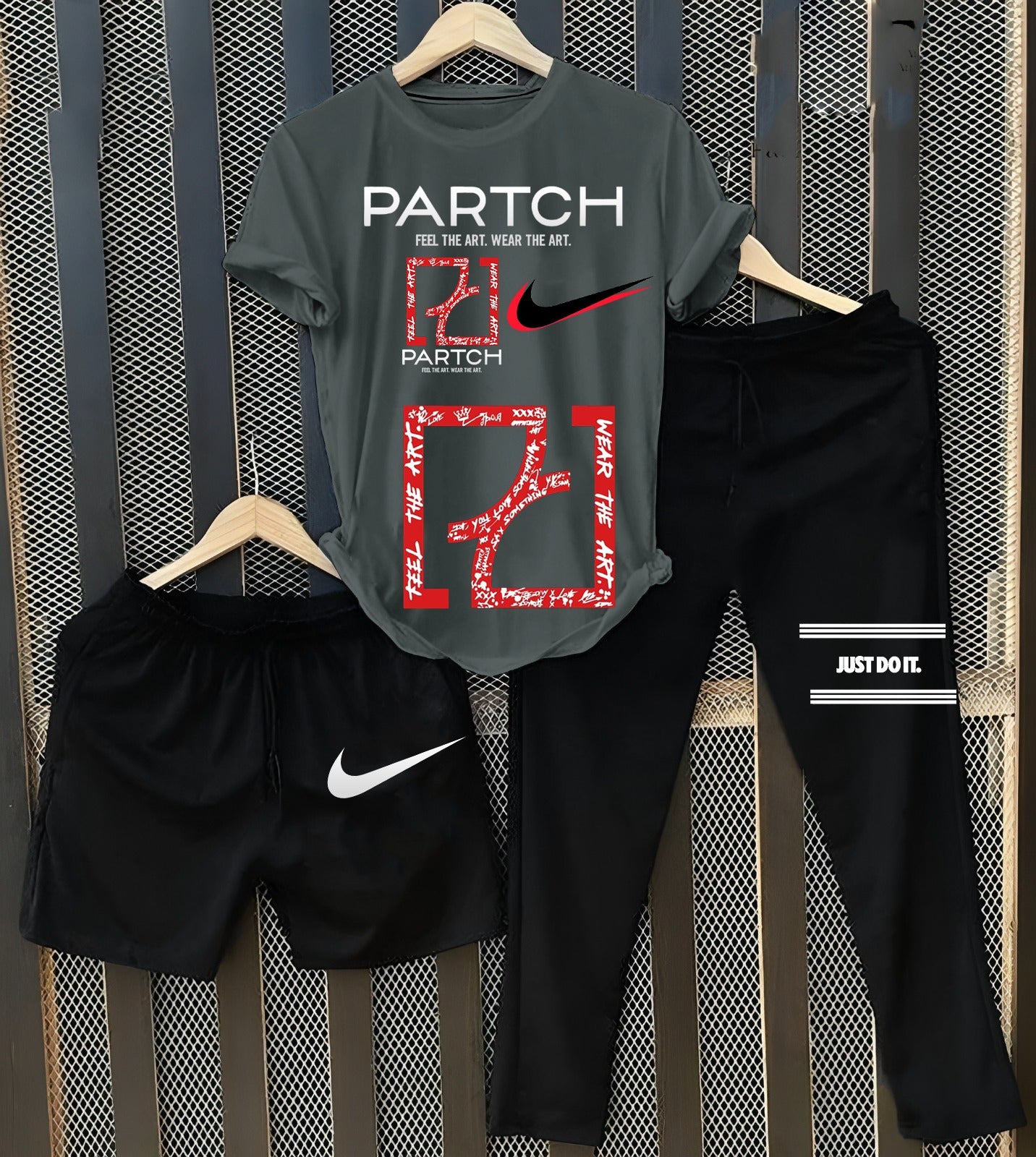 Printed Pack of 3 Summer Track Suits (T-Shirt, Trouser & Short)
