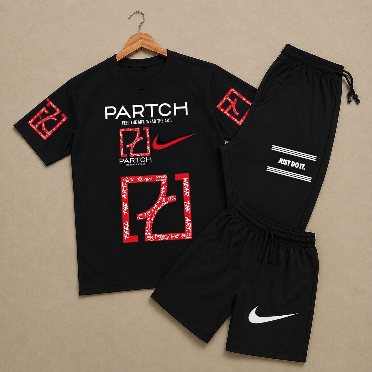 Printed Pack of 3 Summer Track Suits (T-Shirt, Trouser & Short)