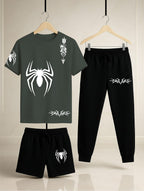 POWER Printed Pack of 3 Summer Track Suits (T-Shirt, Trouser & Short)