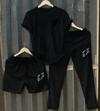 POWER Printed Pack of 3 Summer Track Suits (T-Shirt, Trouser & Short)