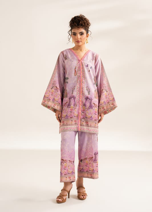 Ready to Wear Digital Printed Swiss Lawn 3-Piece Co-Ord Set with Matching Monar Dupatta