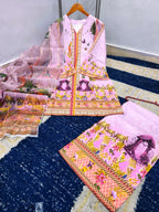 Ready to Wear Digital Printed Swiss Lawn 3-Piece Co-Ord Set with Matching Monar Dupatta