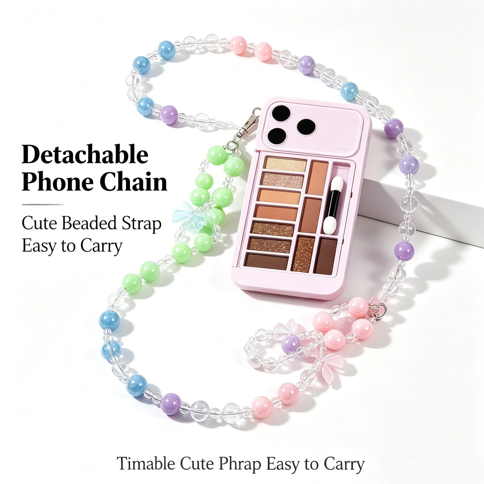 Phone 17 Case with Built-in Eyeshadow & Phone Chain