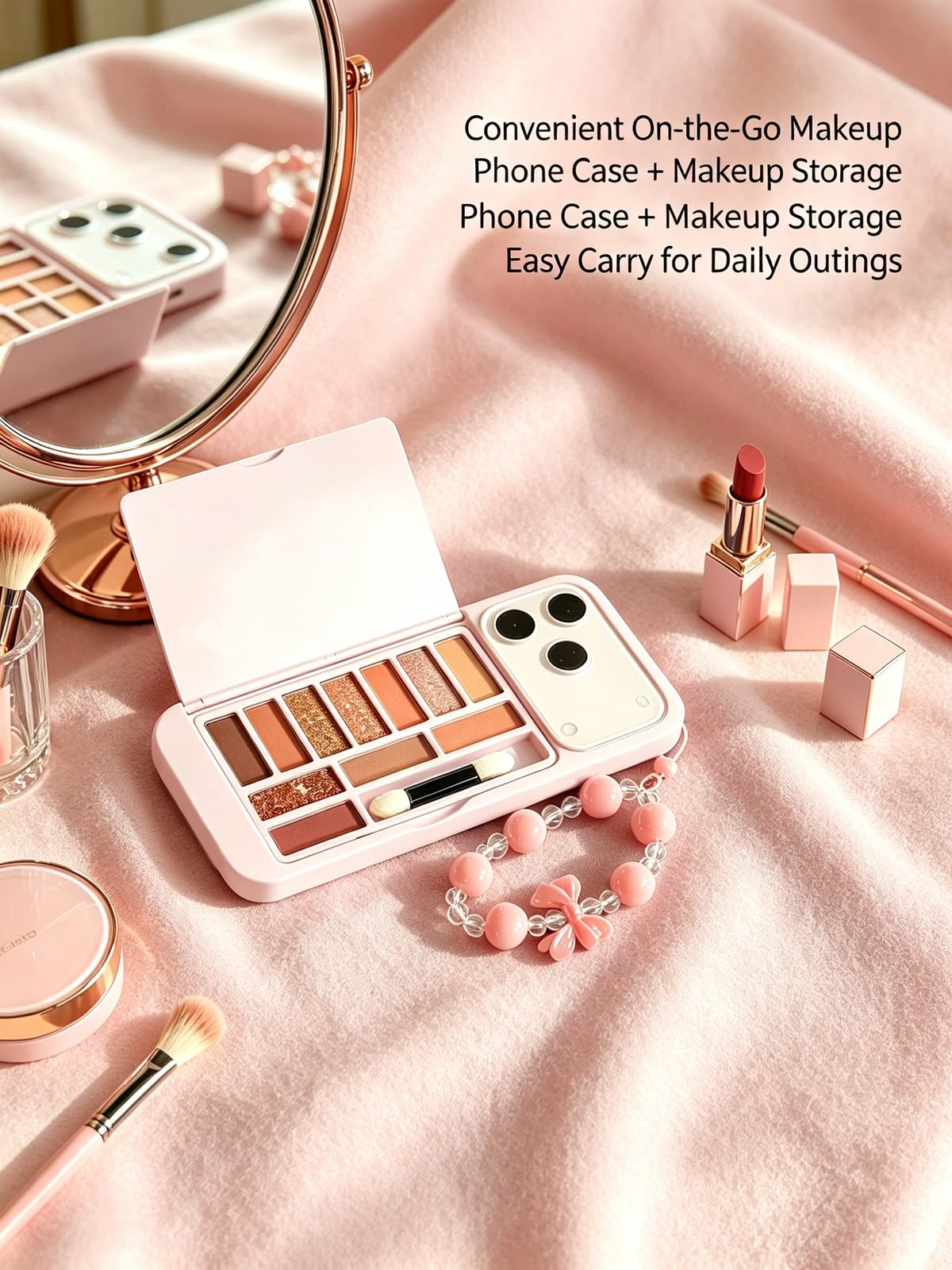 Phone 17 Case with Built-in Eyeshadow & Phone Chain