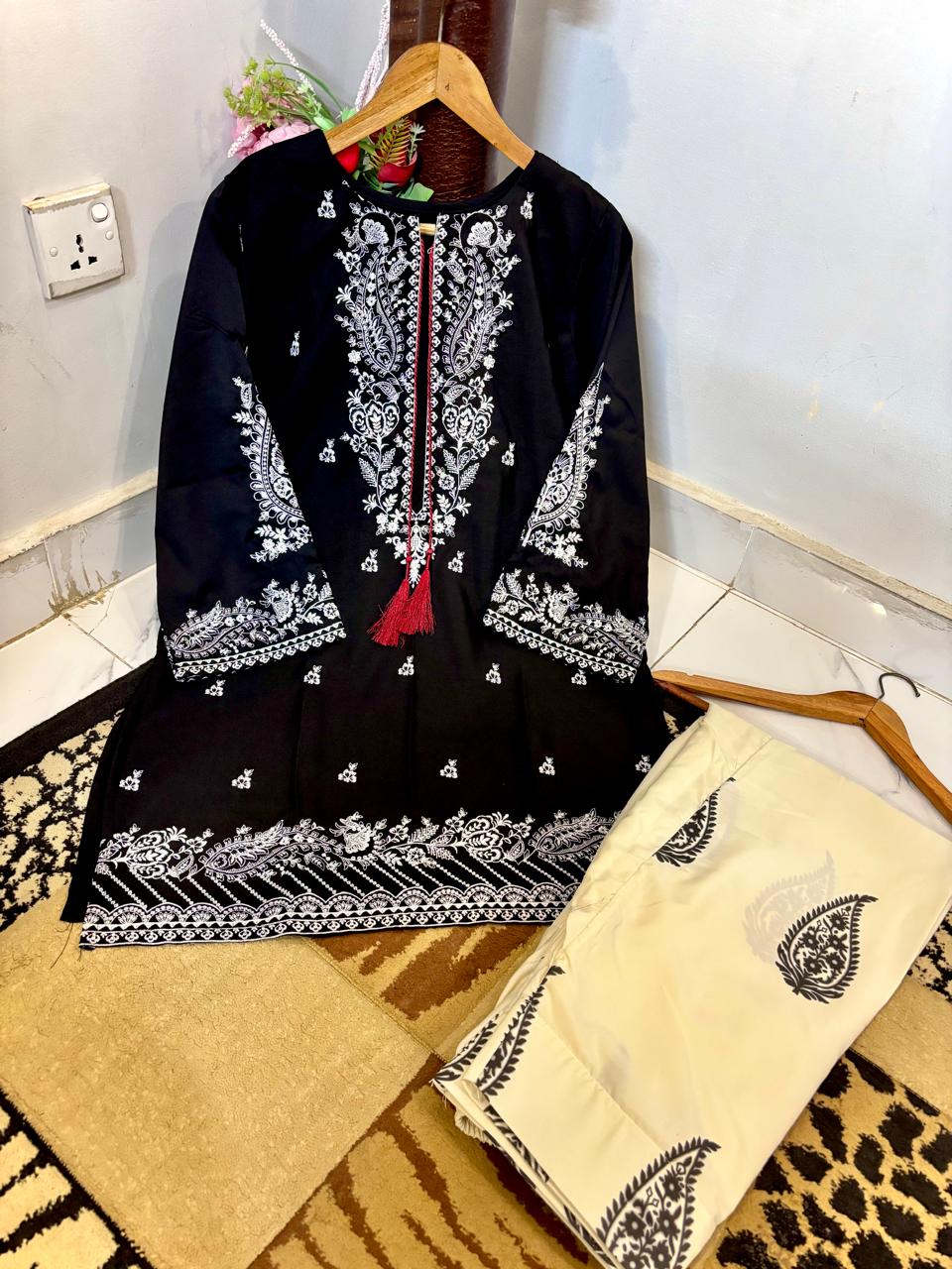 Ready to Wear Heavy Embroidered Malai Lawn 2-Piece Suit with Farshi Shalwar
