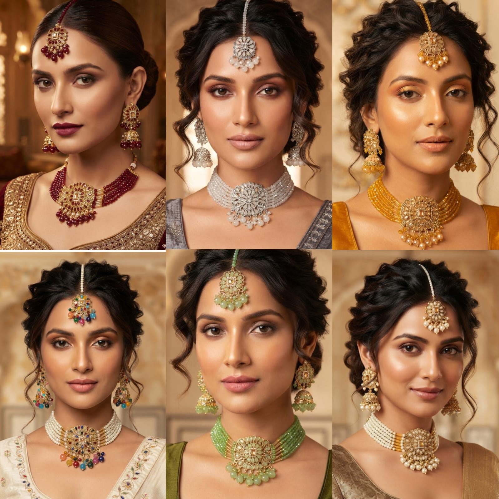 New Stylish Zarcoon & Kundan Crystal Choker Set in Multiple Colors