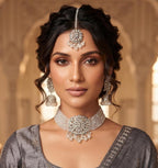 New Stylish Zarcoon & Kundan Crystal Choker Set in Multiple Colors