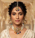 New Stylish Zarcoon & Kundan Crystal Choker Set in Multiple Colors