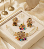 New Stylish Zarcoon & Kundan Crystal Choker Set in Multiple Colors