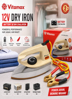Light Height Vitamax Inverter Solar Dry Iron | 12V Battery & Solar Panel Operated