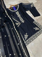 Ready to Wear Embroidered Shamose Silk 3-Piece Suit with Chiffon Dupatta