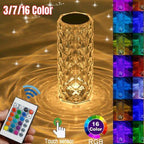 16 RGB Colour Rechargeable Rose Diamond Table Lamp with Wireless Remote