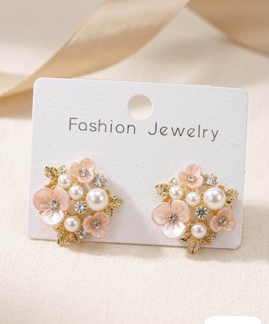 Stainless Steel Beautiful Floral Stud Earrings