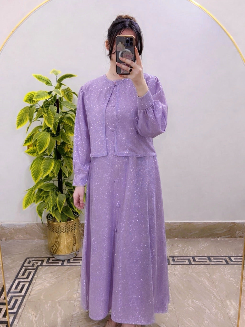 Moonlight Glitter 2-Piece Maxi Dress with Matching Jacket & Adjustable Belt