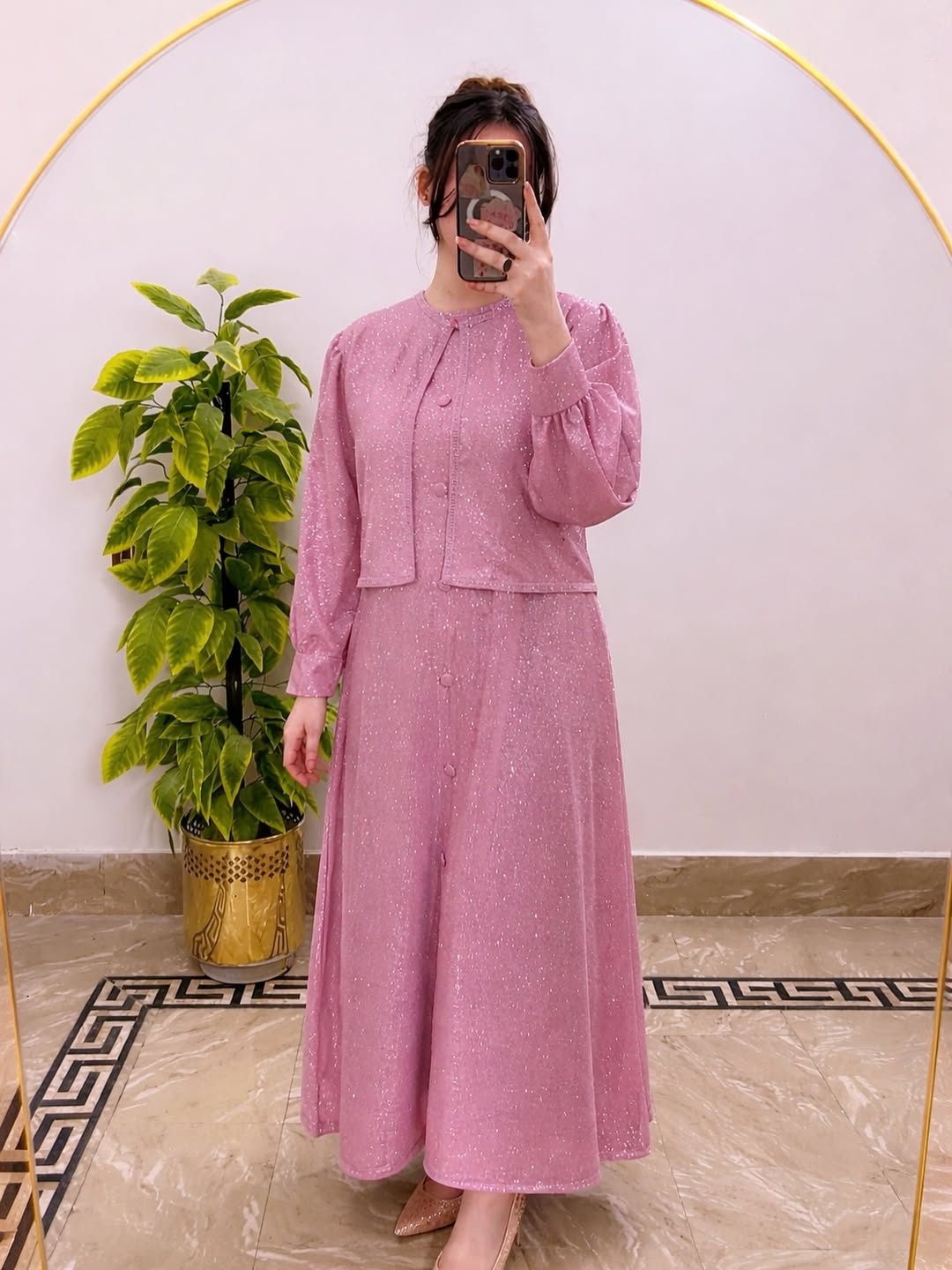 Moonlight Glitter 2-Piece Maxi Dress with Matching Jacket & Adjustable Belt