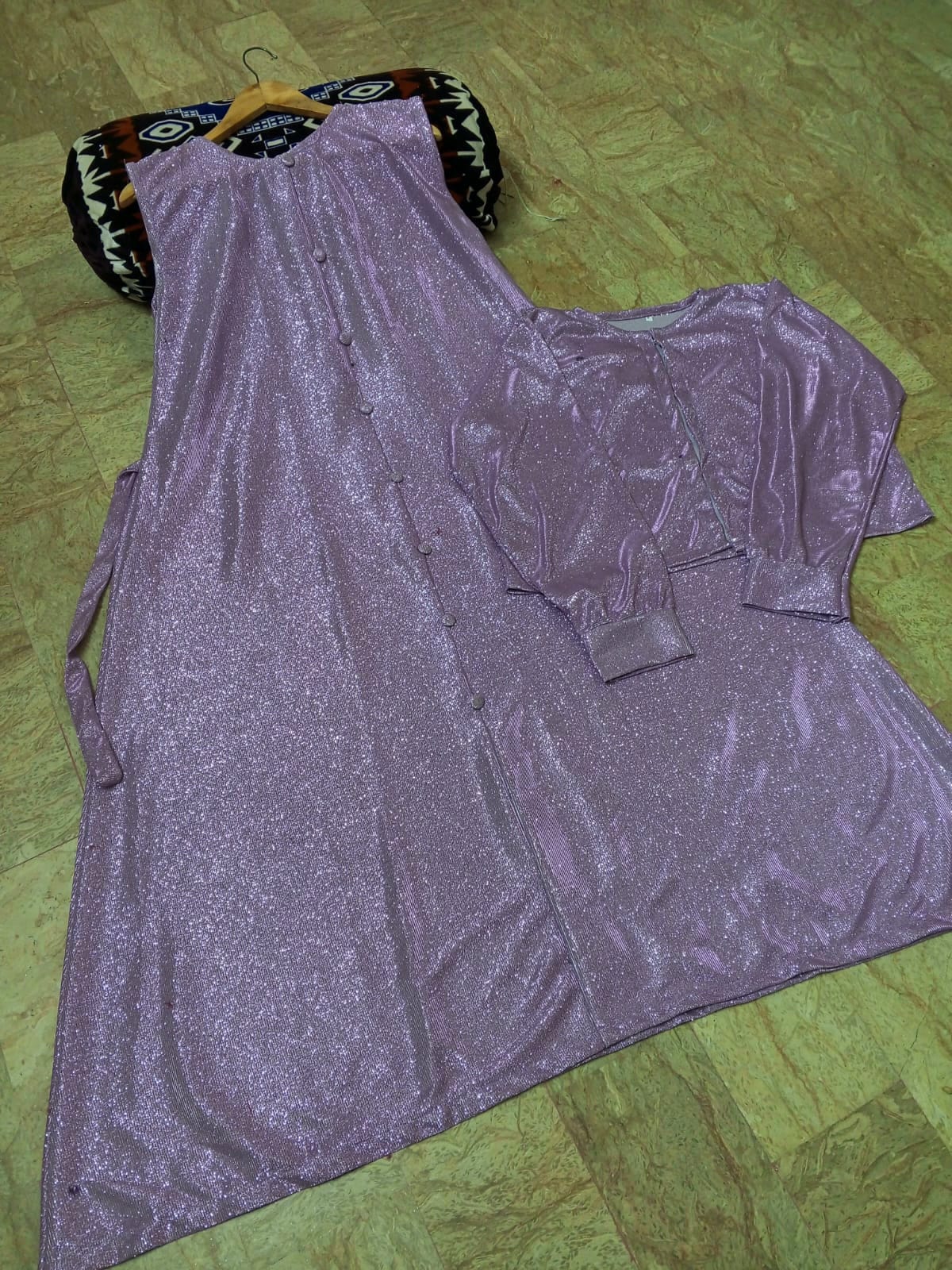 Moonlight Glitter 2-Piece Maxi Dress with Matching Jacket & Adjustable Belt