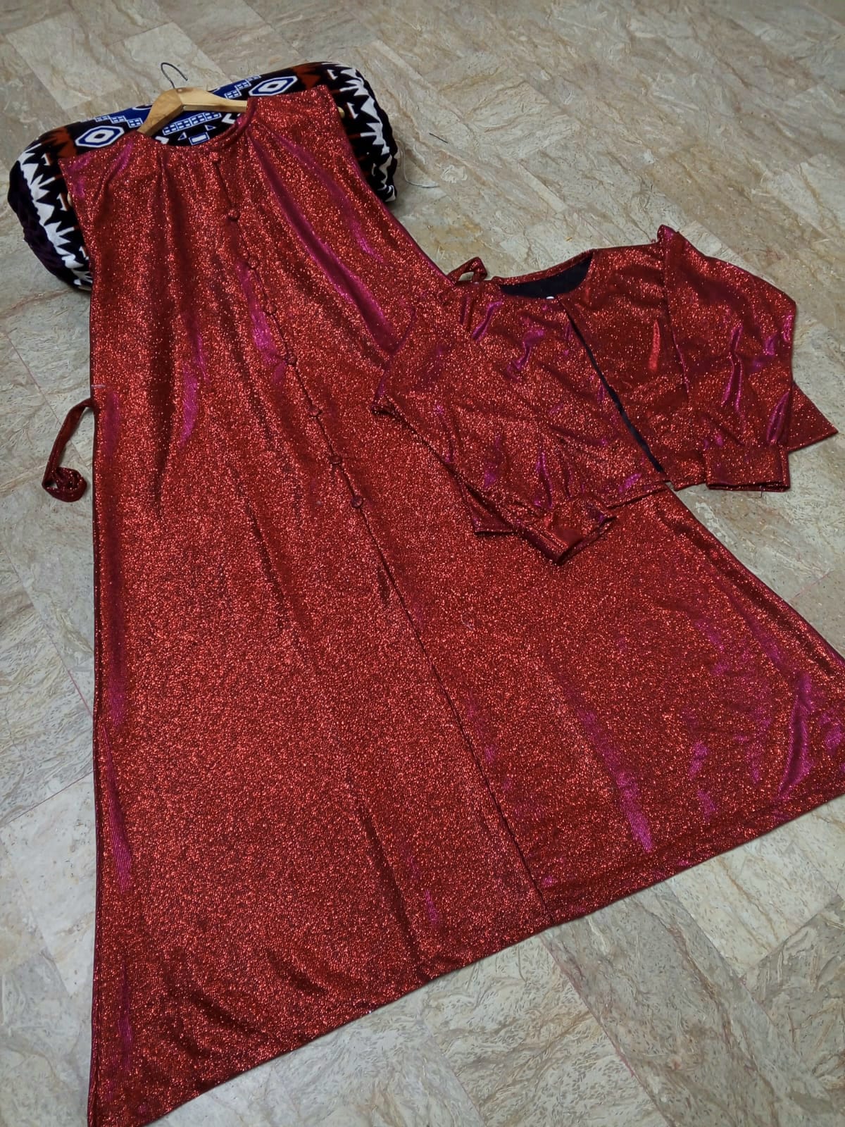 Moonlight Glitter 2-Piece Maxi Dress with Matching Jacket & Adjustable Belt