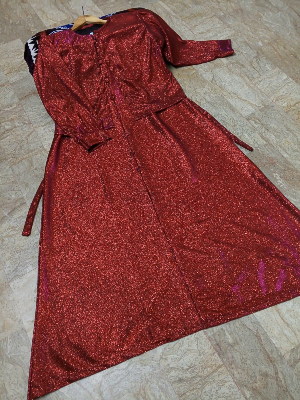Moonlight Glitter 2-Piece Maxi Dress with Matching Jacket & Adjustable Belt