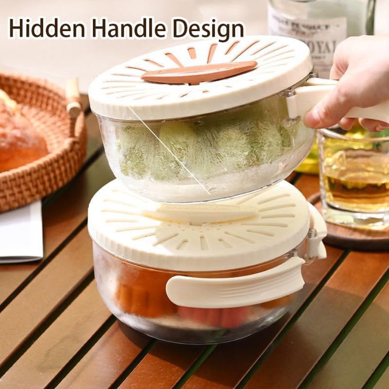 Multipurpose Drainage Kitchen and Fridge Basket with Replaceable Handles & Lid Cover