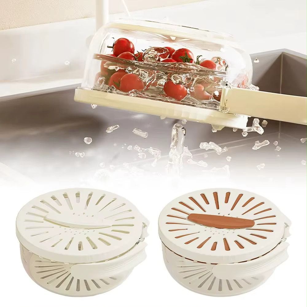 Multipurpose Drainage Kitchen and Fridge Basket with Replaceable Handles & Lid Cover