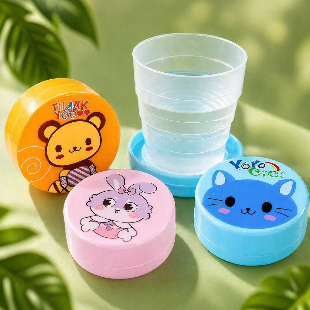 Pack of 3 Plastic Foldable Glass / Collapsible Travel Cup - Mix & Random Colors