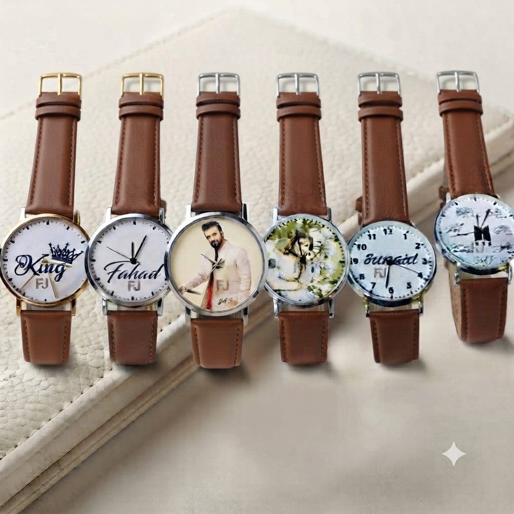 Customized Name & Picture Leather Watch