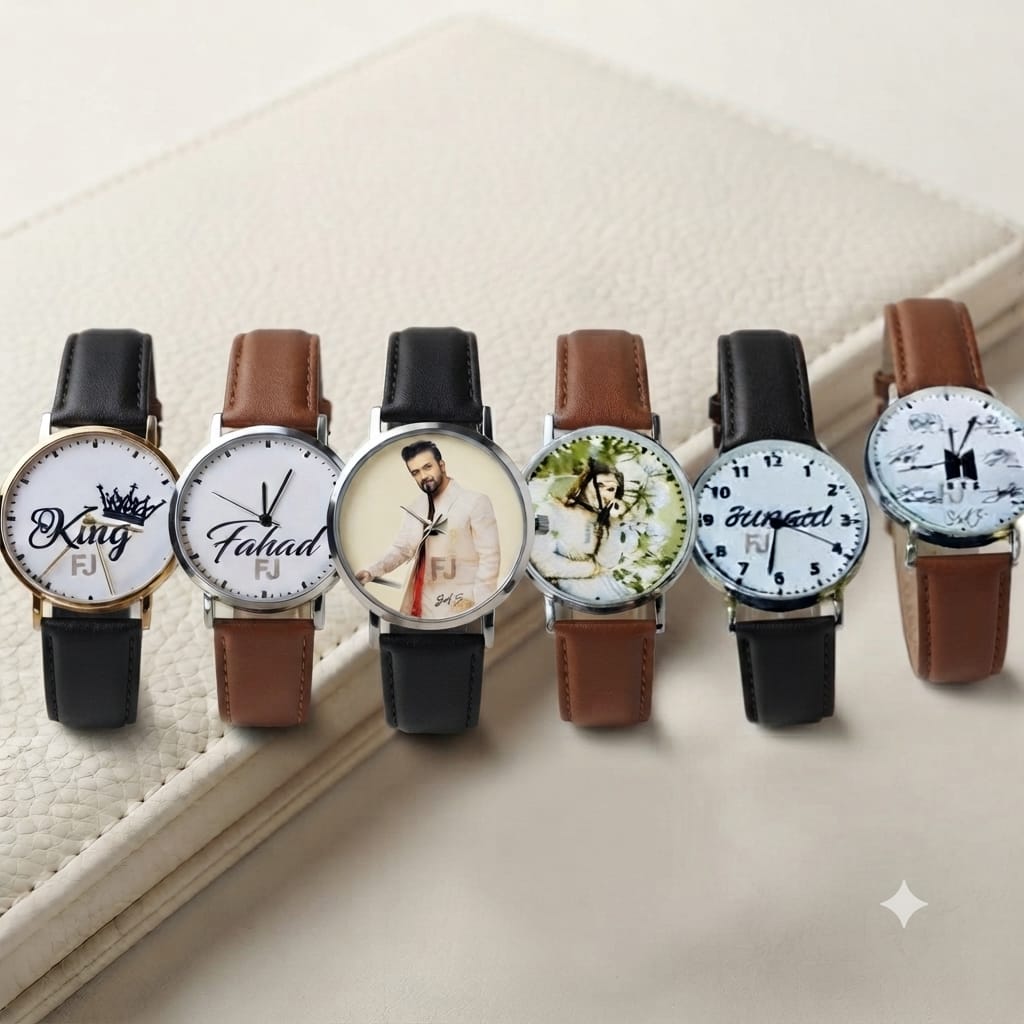 Customized Name & Picture Leather Watch