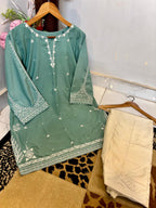 Ready to Wear Malai Lawn Embroidered 2-Piece Dress with Farshi Shalwar - Stitched Collection