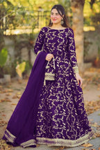 Ready to Wear 4 Piece Embroidered Top with Long Flare Skirt, Dupatta & Potli