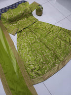 Ready to Wear 4 Piece Embroidered Top with Long Flare Skirt, Dupatta & Potli