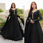 Ready to Wear Embroidered with Pearls Attached Long Maxi with Lace Work Chiffon Dupatta 3-Piece Set