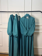 Evy Mist Premium Wool Peach Abaya with Matching Stoller | 2-Piece Modest Wear Set