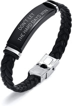 Personalized Braided Leather Bracelet with Engraved Stainless Steel – Classic Unisex Wristband