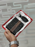 Personalized Crocodile Texture Wallet & Keychain Gift Set – Custom Engraved with Box