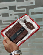 Personalized Crocodile Texture Wallet & Keychain Gift Set – Custom Engraved with Box