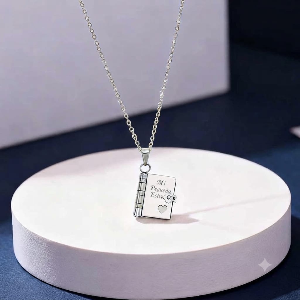 Personalized Engraved "I Love You" Book Necklace for Daughter – Custom 6-Page Openable Locket