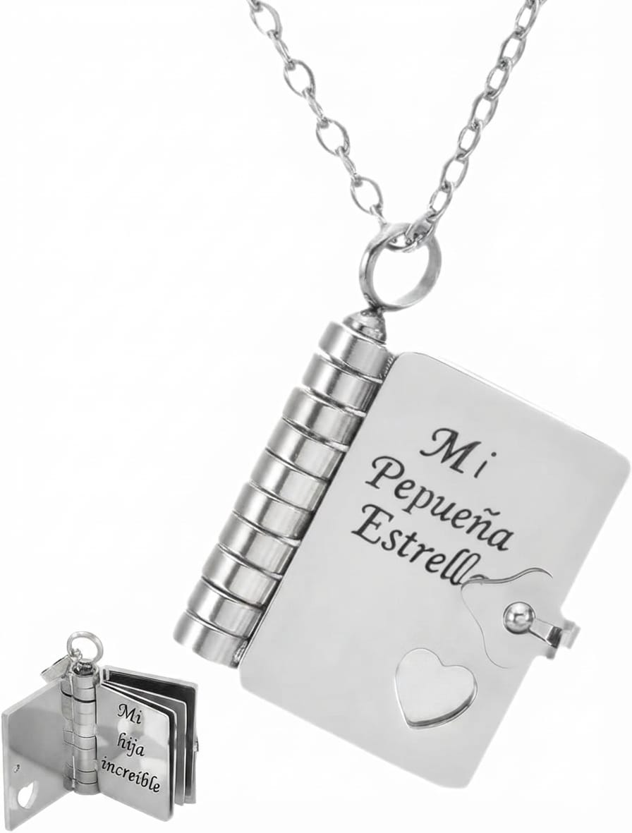 Personalized Engraved "I Love You" Book Necklace for Daughter – Custom 6-Page Openable Locket
