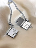 Personalized Engraved "I Love You" Book Necklace for Daughter – Custom 6-Page Openable Locket