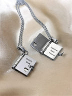 Personalized Engraved "I Love You" Book Necklace for Daughter – Custom 6-Page Openable Locket