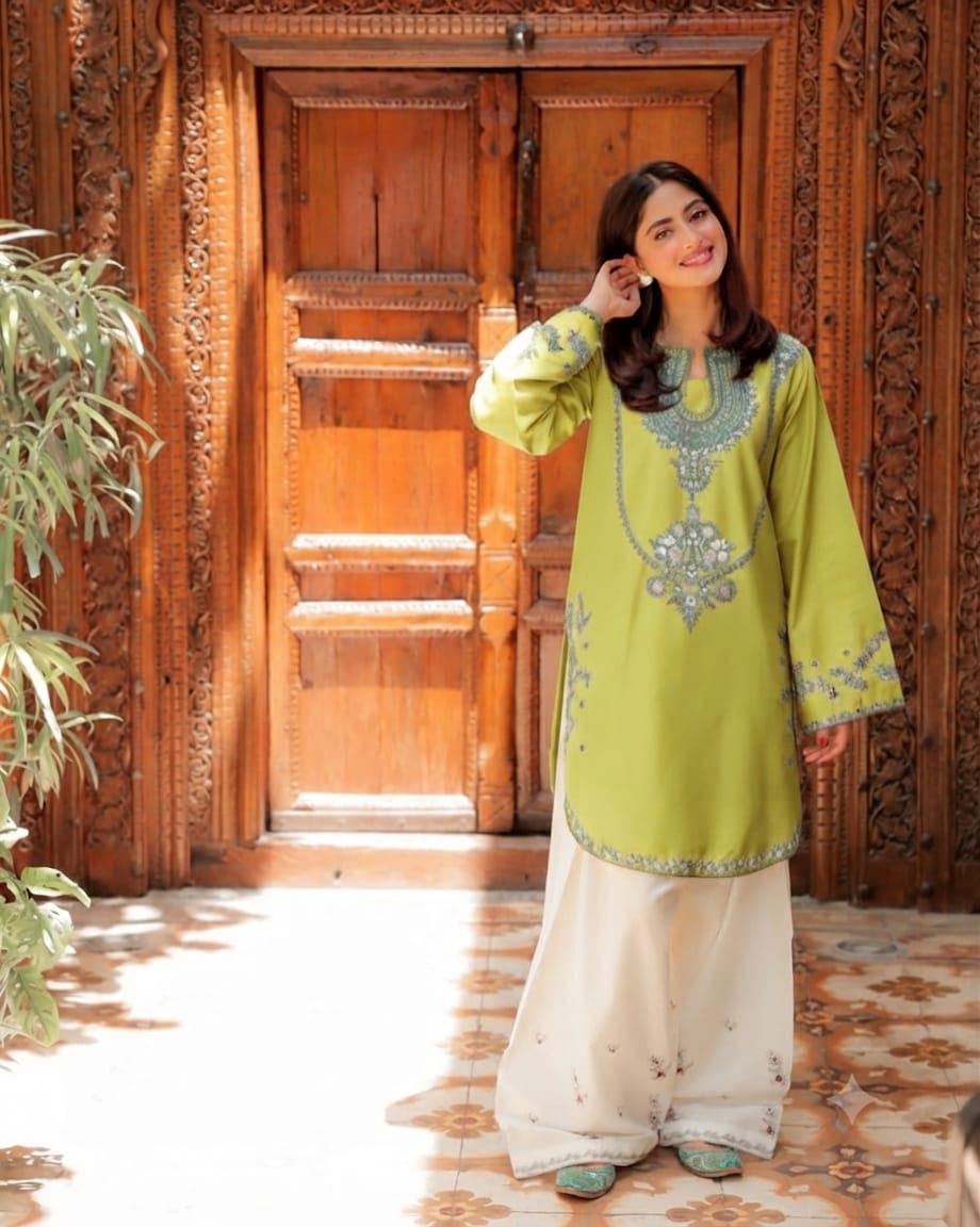 Ready to Wear Elegant Embroidered Bareeza Cotton Farshi Shalwaar Co-Ord Set
