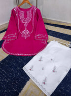 Ready to Wear Elegant Embroidered Bareeza Cotton Farshi Shalwaar Co-Ord Set
